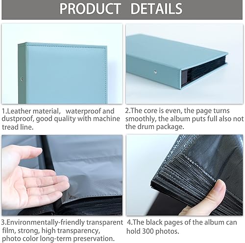 Miniatura 6 de Álbum de fotos de 4 x 6 pulgadas, 300 fotos, cubierta de cuero de primera calidad, álbumes de fotos, álbumes de fotos deslizables, boda, familia,