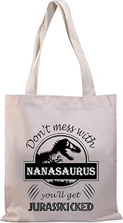 Nana Tote Bags For Women Grandma Birthday Shoulder Bag Grandma To Be Gift Don't Mess With Nanasaurus Nana Canvas Bag (mess nana TGCA)