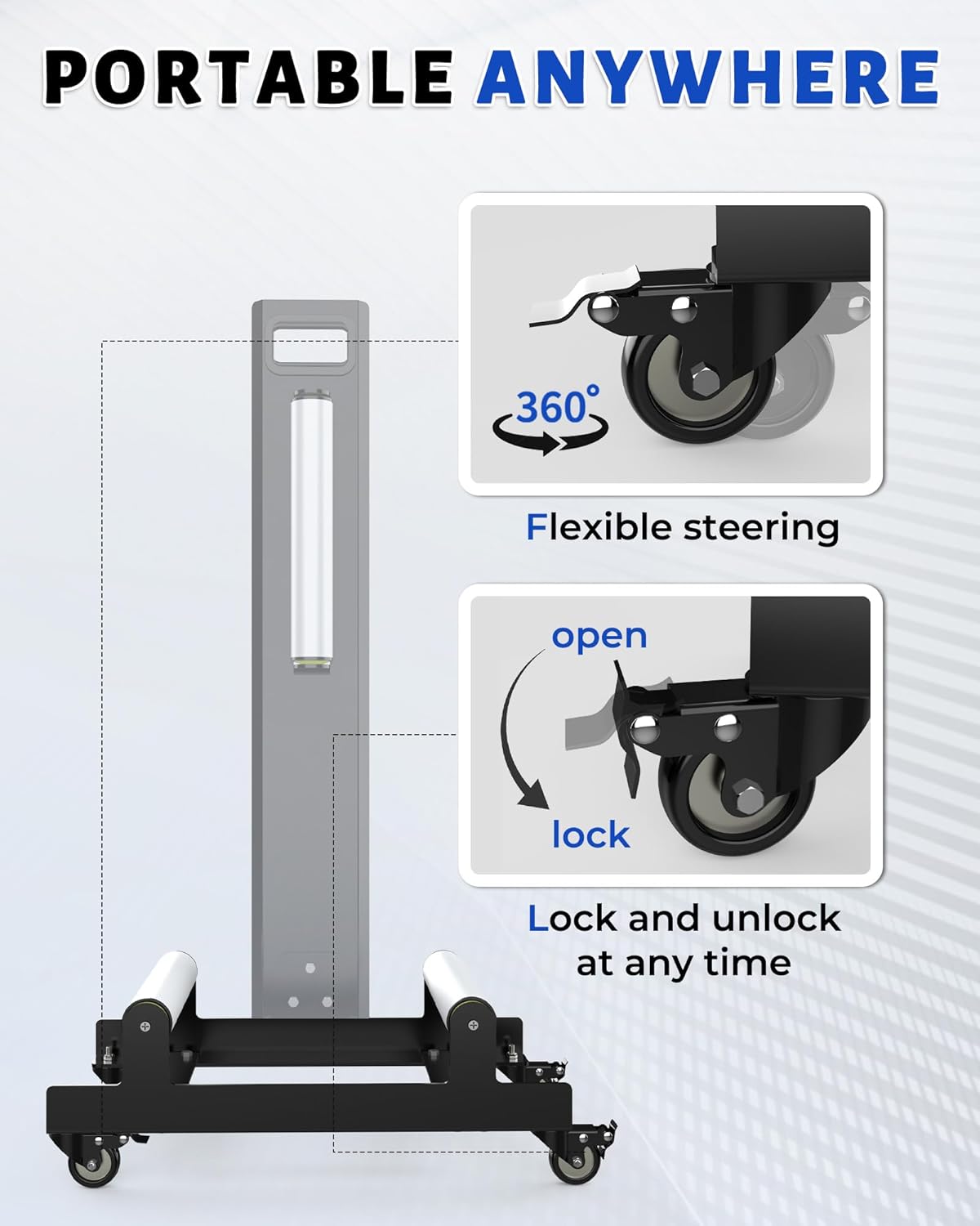 360° Rolling Wheel Detailing Stand-Portable Wheel Cleaning Stand for Car Wash,Rim Cleaning,Tire Shine Applications and Detailing Tasks