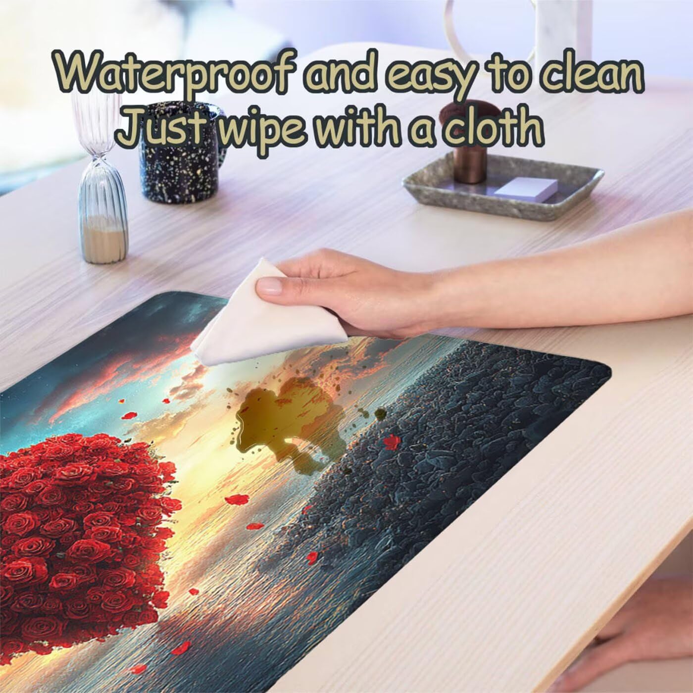 Podkładka pod mysz XXL 1200 x 600 mm duża podkładka pod mysz dla graczy czerwona pod ręką biurko szyte krawędzie wodoodporna antypoślizgowa do komputera, laptopa poprawia precyzję i szybkość, miłość S