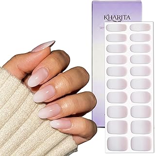 Semi Cured Gel Nail Strips – Real Gel Nail Polish UV Wraps for Brittle Nails | Waterproof Long Lasting Easy Peel-Off Removal | Hema-Free | 20-Piece Pink Ombre Salon Kit with File & Stick
