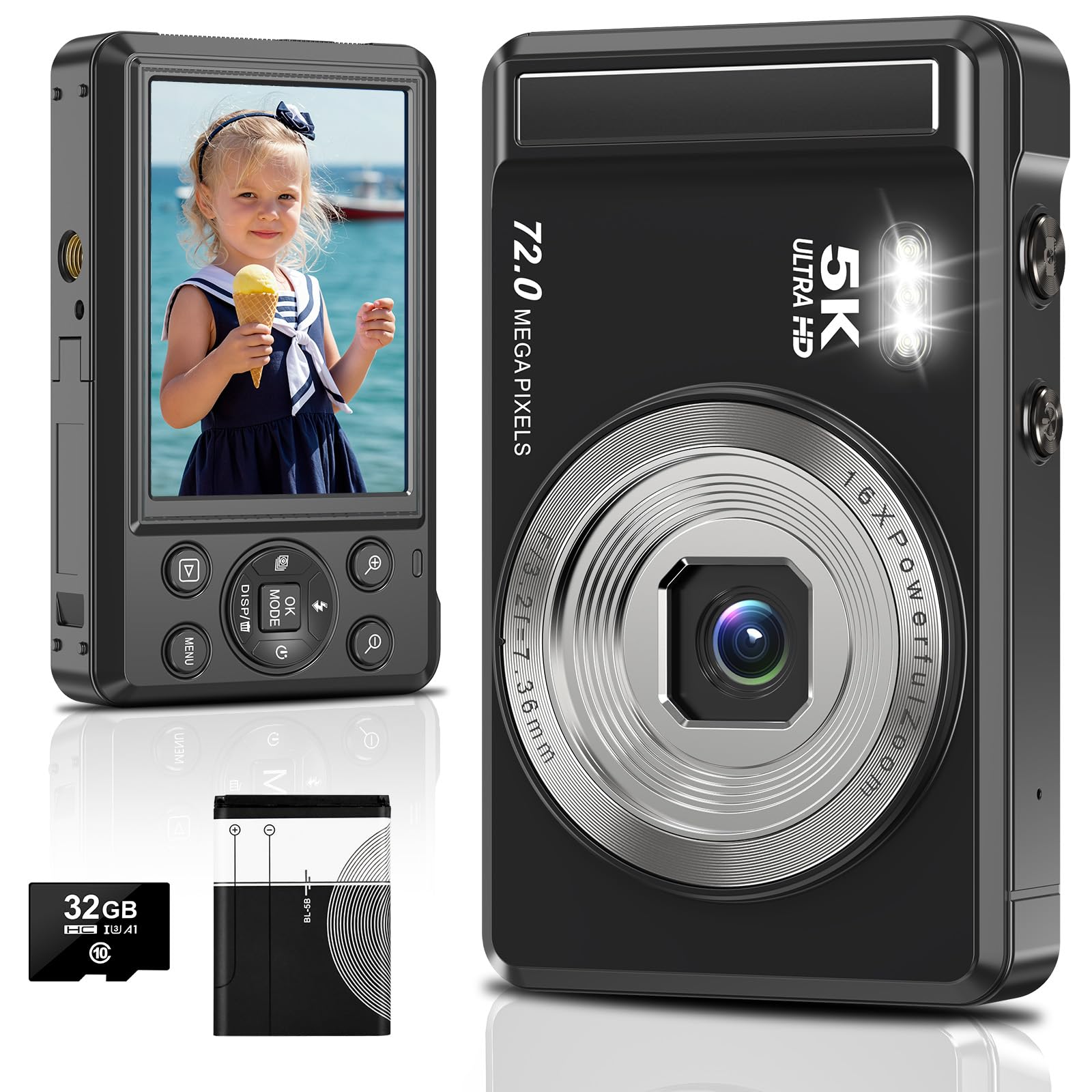 5K 72MP Digital Camera - 16X Zoom UHD Autofocus Video Camara with 2.8" Screen, Point and Shoot Small Camera with 32GB SD Card-picture-21