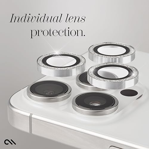 Miniatura 5 de Case-Mate Protector de lente de cámara con anillos parpadeantes para iPhone 15 Pro MaxiPhone 15 Pro, doble vidrio templado, duradero, antiarañazos,