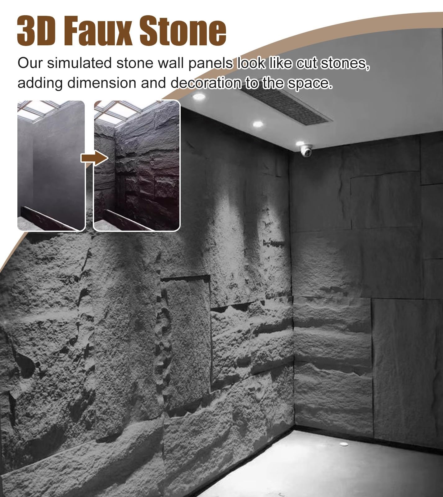Pannelli di parete 3D per la decorazione della parete interna, Rivestimento murale dell'impiallacciatura di pietra, Rivestimento del fondale del camino, Rivestimento della parete esterna