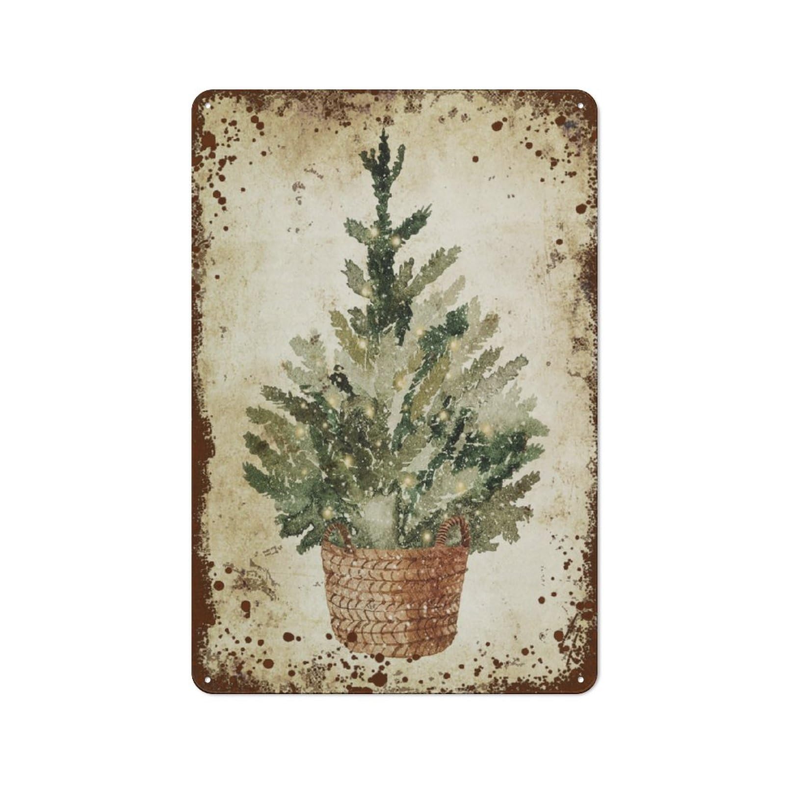 Kwqdozf Style 8X12 Inch Christmas Tree Wall Art, Watercolor Tree Wall ,New Year Home Deco