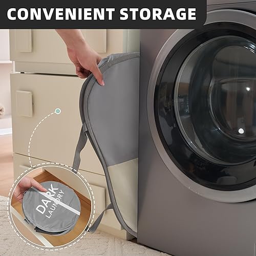 Miniatura 6 de TECHMILLY Cesta de malla desplegable para la ropa sucia con asas fuertes, cestas plegables de gran apertura, portátil y fácil de usar (paquete de 2,