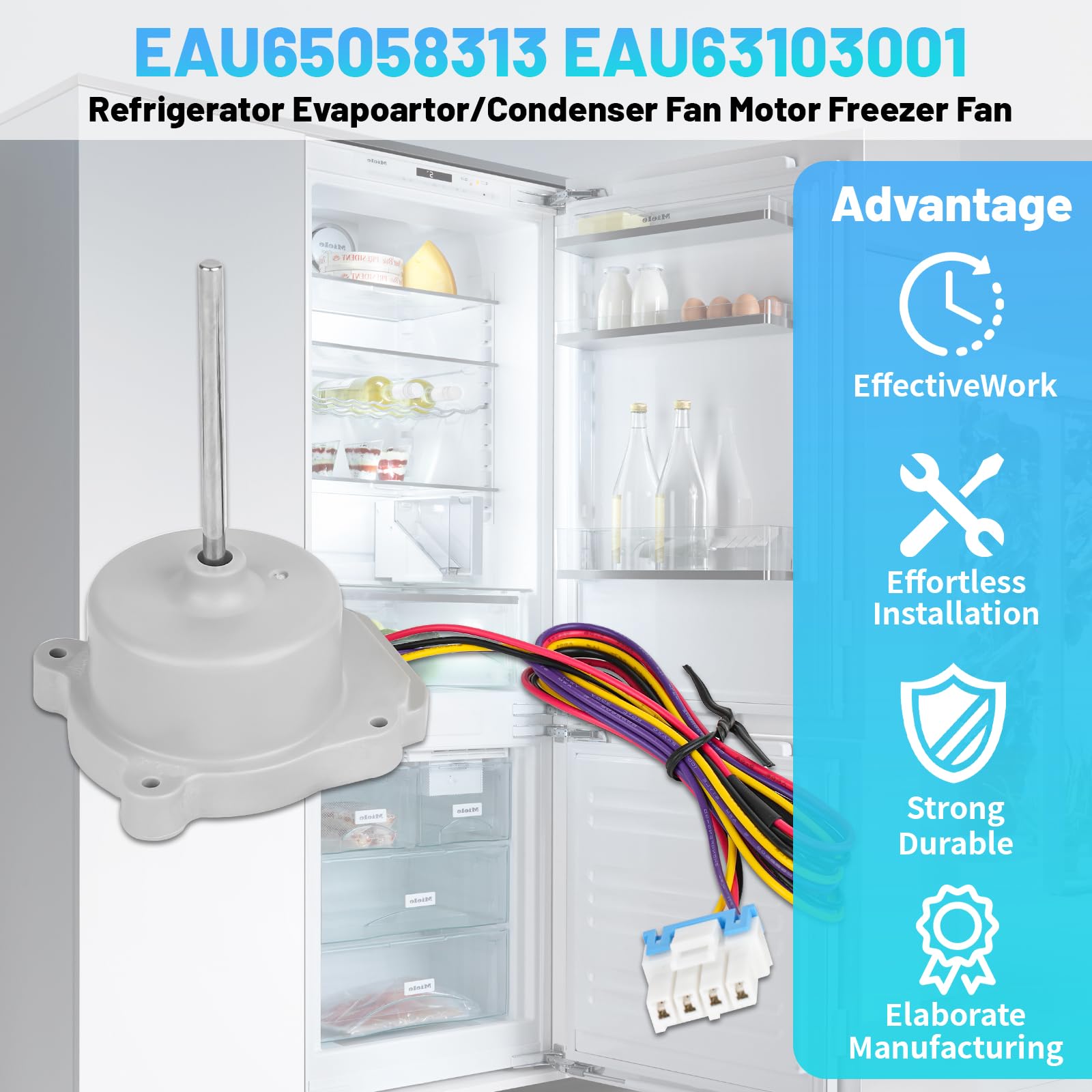 EAU65058313 EAU63103001 - Ventola per frigorifero Evapoartor/condensatore, compatibile con LG Kenmore Freezer ODM-056F-13 AP7178307 EAP16662420 PS16662420
