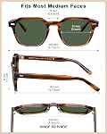 CARFIA Lunettes de soleil polarisés pour hommes UV400 Protection, Lunettes de soleil rétro avec cadre carré d'acétate pour conduire la pêche CA5405