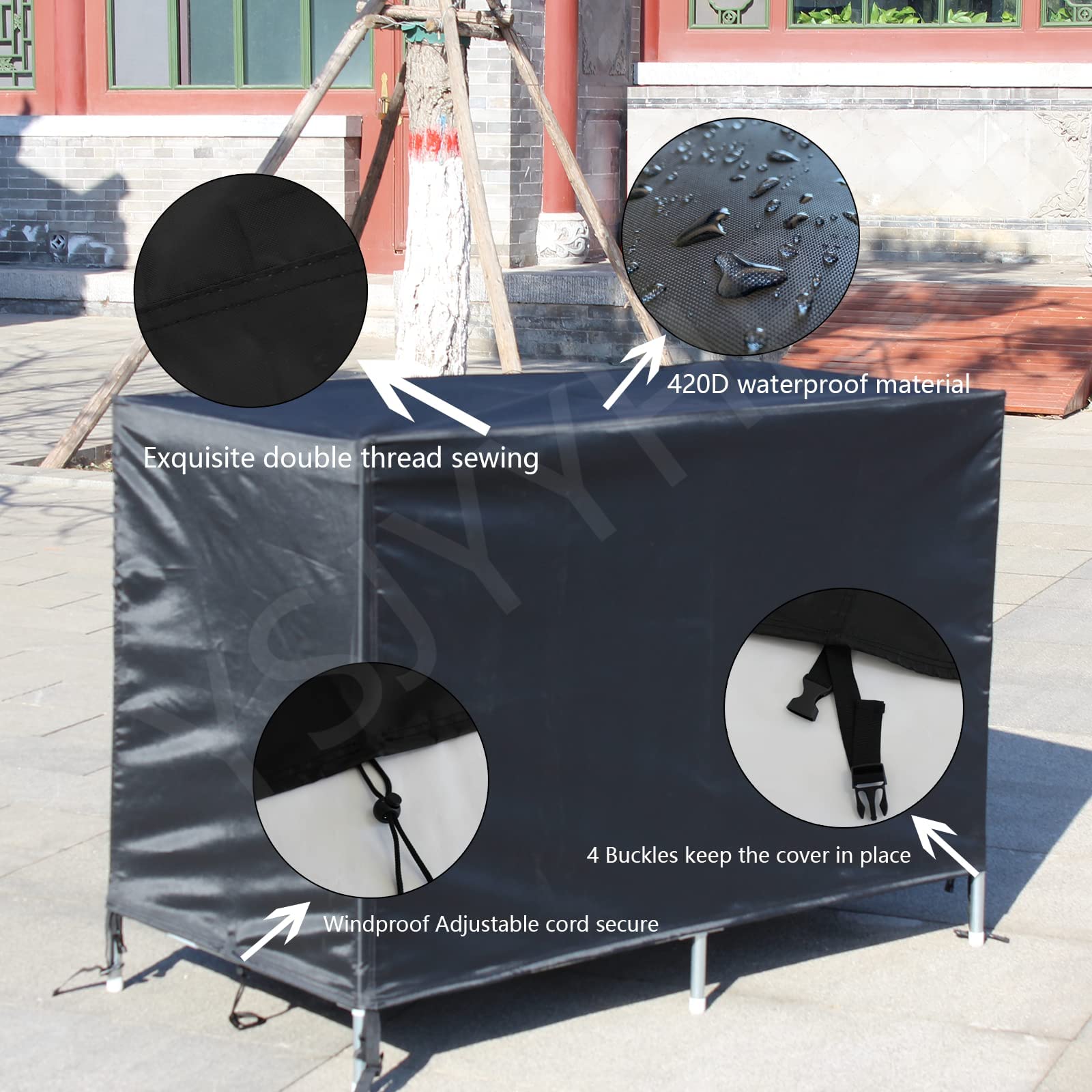 Möbelabdeckung Für Klappbett – Schwarz, Staubdicht, Maße 85 X 33 X 107 Cm, Für Innen & Außen