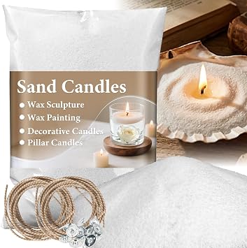 Sukh Sand Candles and Wicks - 450G(0.99lb) White Candle Sand with Wick Refillable Candle Wax for Weddings, Dating, Halloween, Christmas