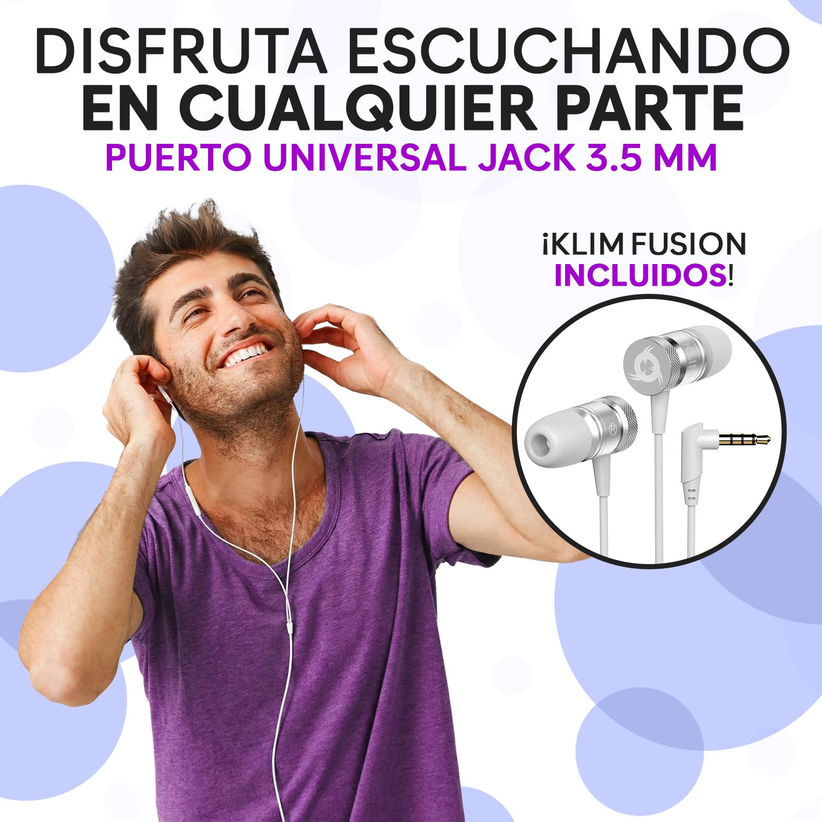 KLIM K8 Reproductor Cassette - Nueva versión - Cassette Player - Am/FM Radio - Micrófono y Altavoz Integrados - Conector para Auriculares y Auriculares - Blanco