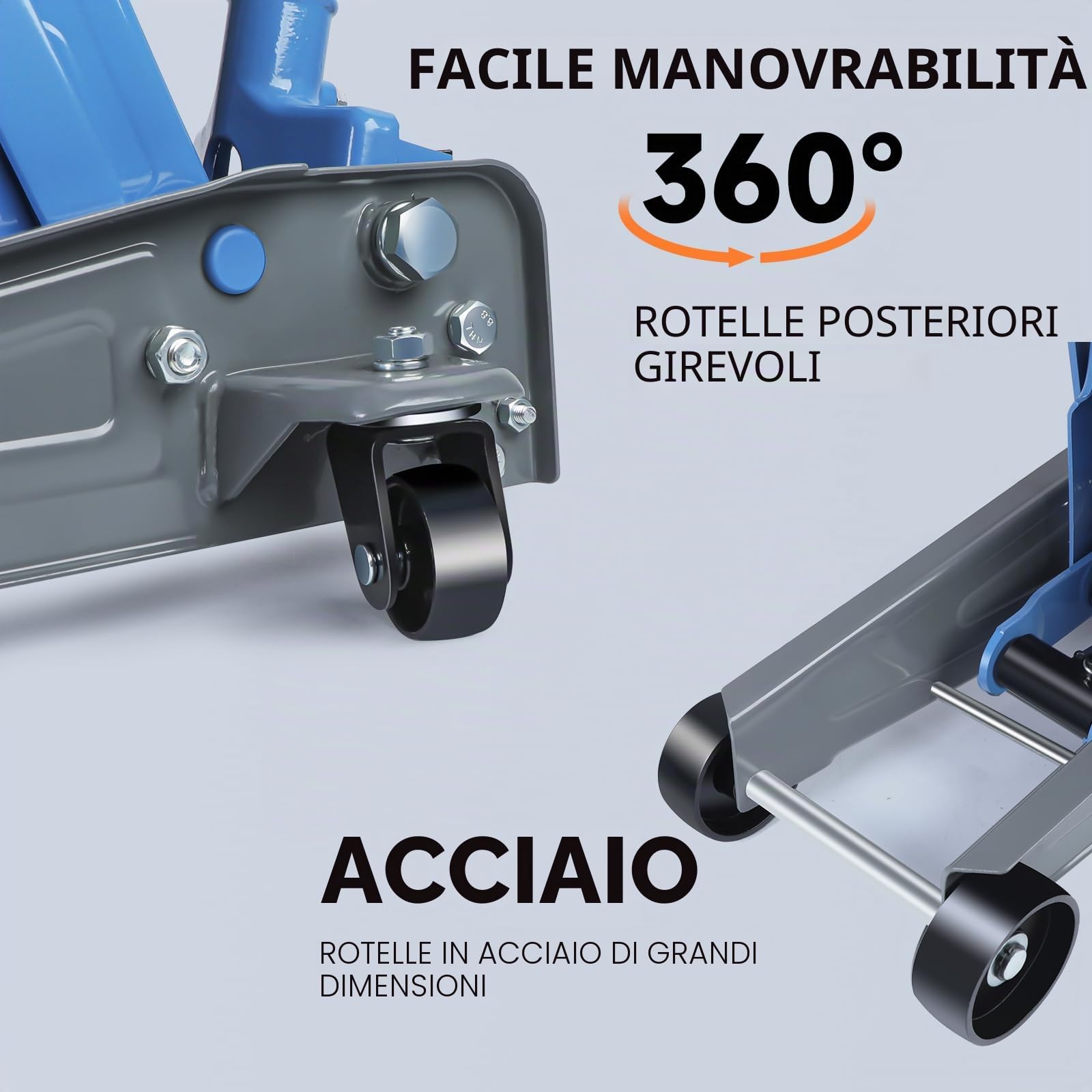 Larbanke Jack da pavimento a basso profilo 3T, realizzato in acciaio al carbonio durevole,Altezza di sollevamento 135-460 MM,Gatto idraulico,Adatto per varie auto