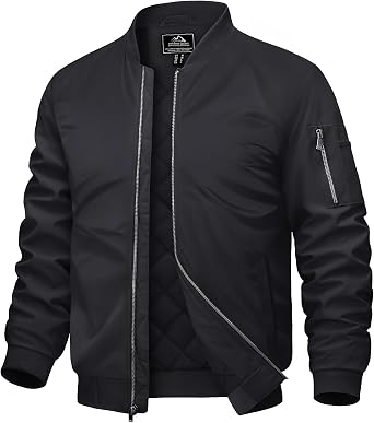 Cotrasen Mens Bomber Jacket Fall Winter Warm Windbreaker Casual Full Zip Padded Coats with Pockets