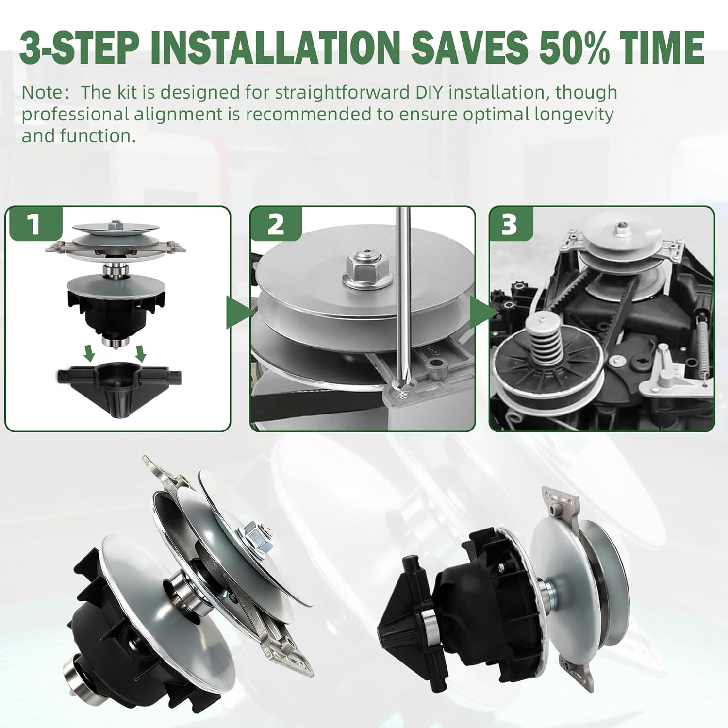 MIA13031 Primary Pulley Kit Fits for RT400 Transmission Compatible with John Deere D105 E100 X105 X106 Model Mowers Replace MIA12481 GT79398-B GT79398-A, GT79398