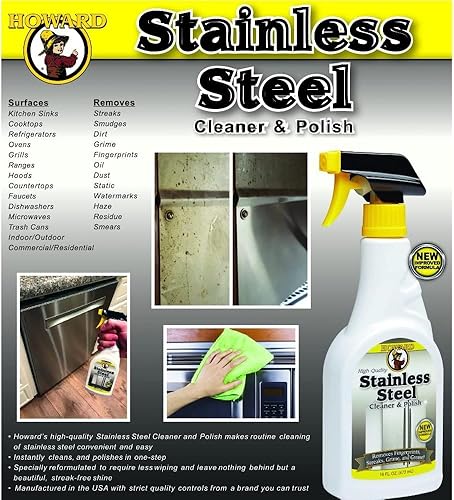 Miniatura 8 de Howard Products Limpiador de acero inoxidable para electrodomésticos - Limpiador y pulidor de acero inoxidable