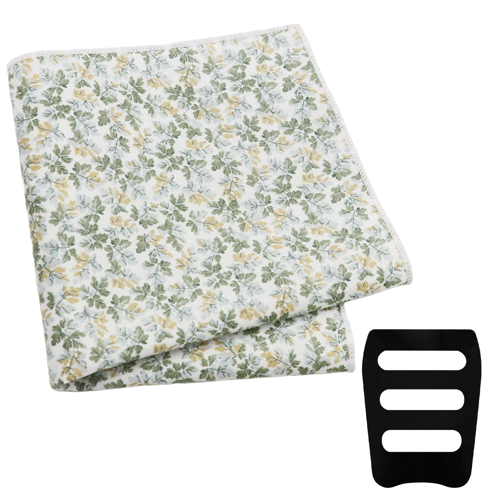 Floral Pocket Squares for Men with Holder Printed Flower Mens Handkerchief Cotton Suit Pocket Hanky for Wedding