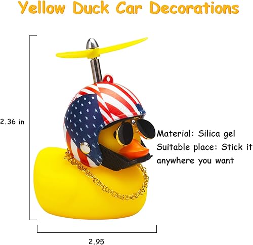 Miniatura 6 de wonuu Decoraciones de pato de goma para automóvil, lindos adornos de pato amarillo para tablero de instrumentos con hélice