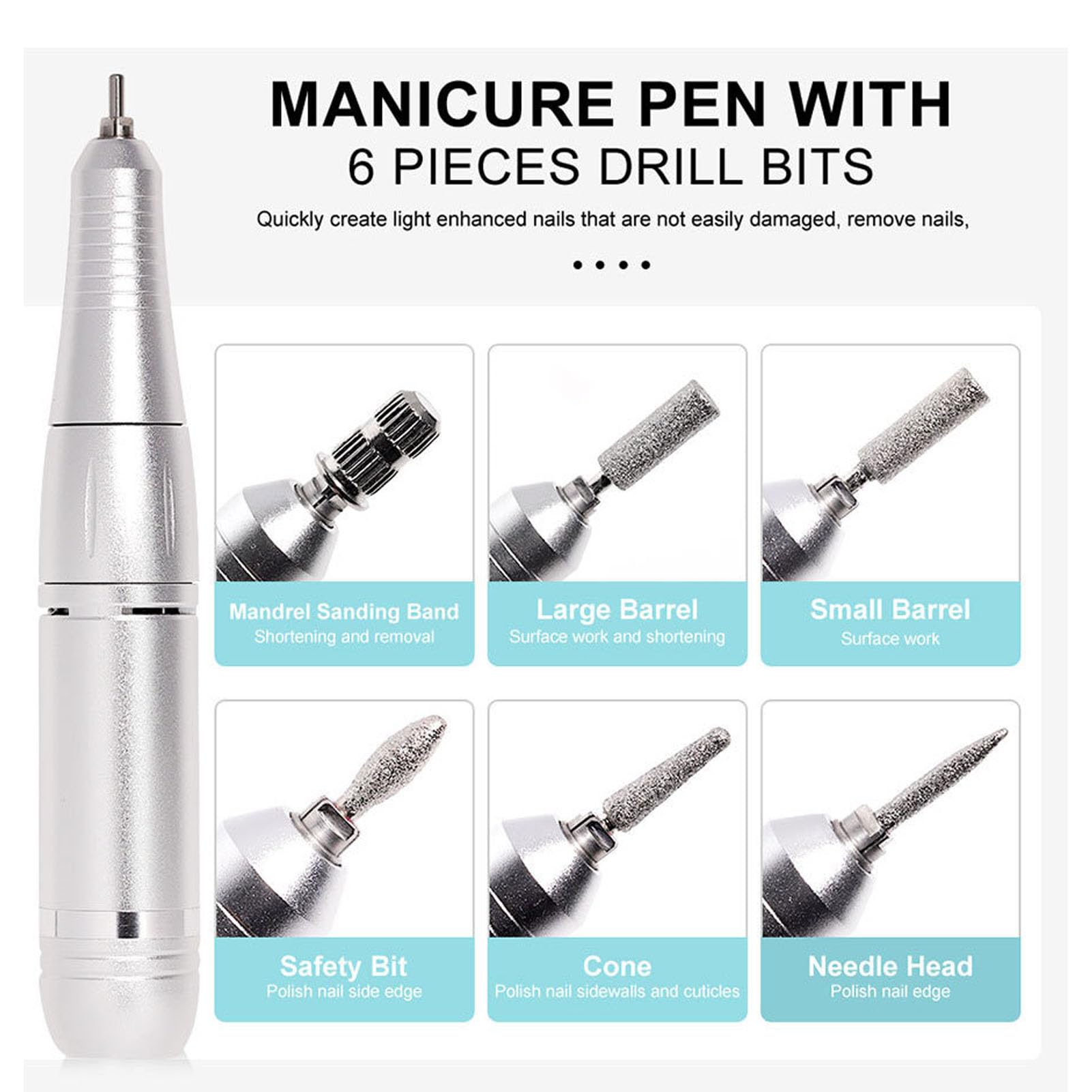 Rechargeable Electric Nail Grinding Machine ,45000rpm Speed Electronic Manicure Pedicure Tool Set including Nail Drill for Nail Polishing - Image 3