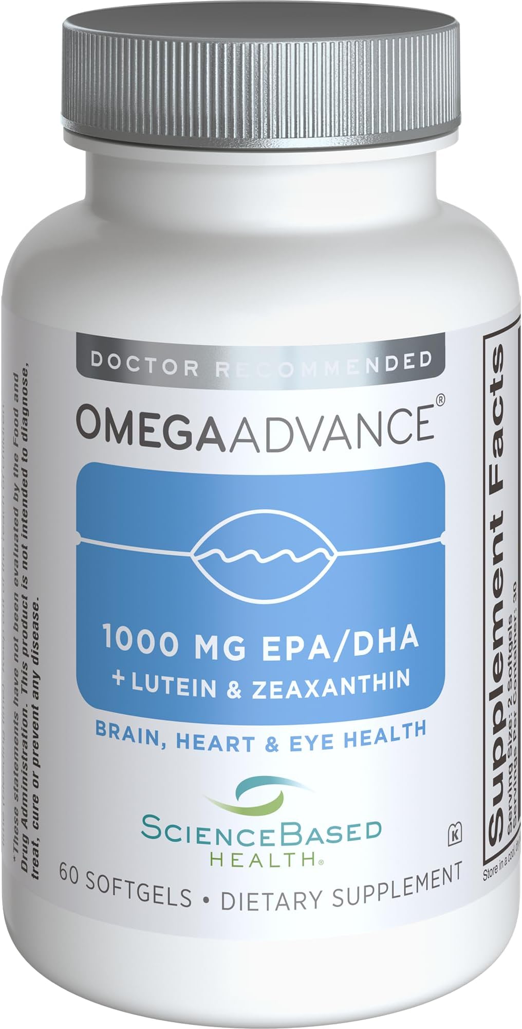 ScienceBased Health OmegaAdvance Omega-3 Fish Oil Supplement - 1000 mg EPA & DHA - with Lutein & Zeaxanthin - Eye, Brain & Heart Health Support - 60 Softgels