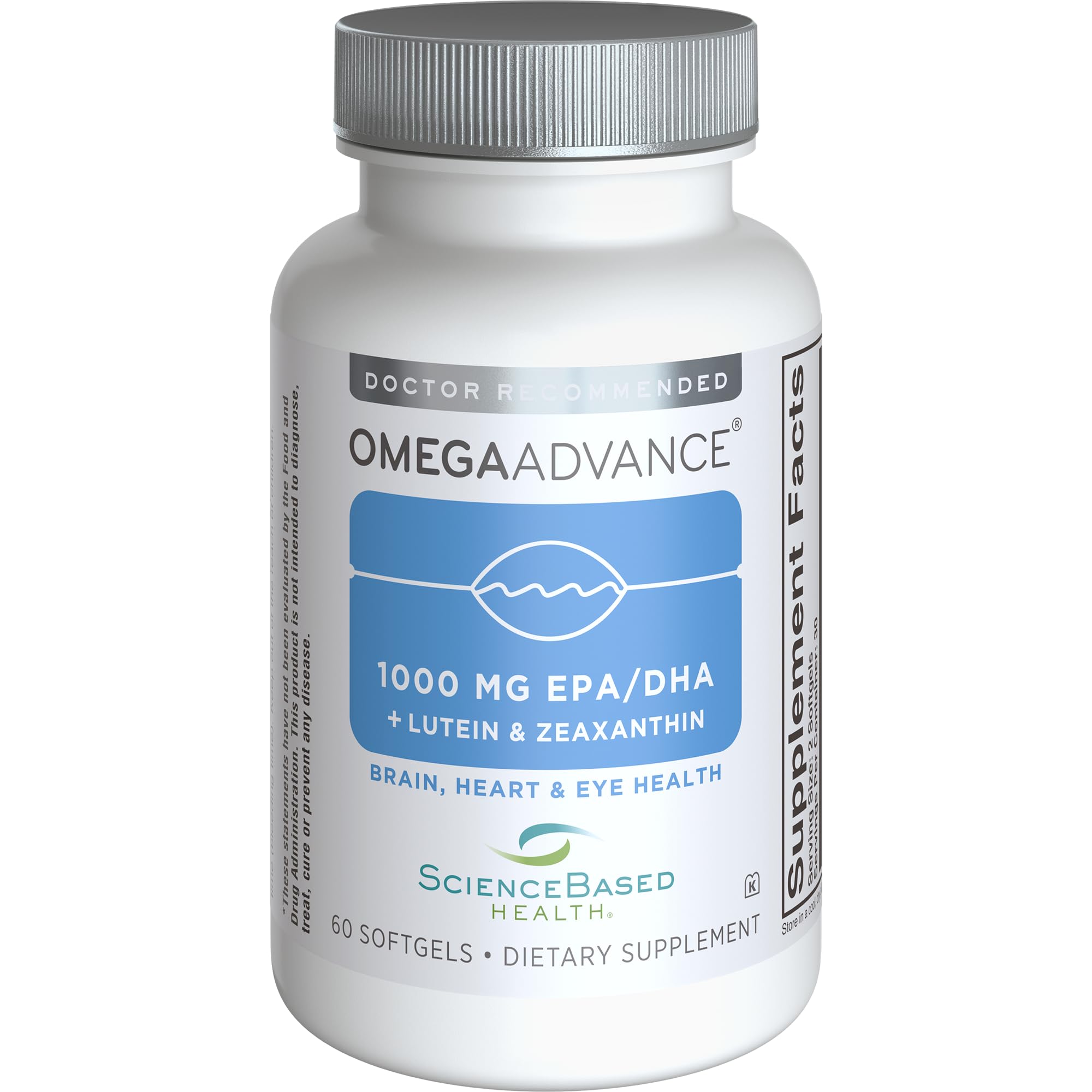 ScienceBased Health Suplemento de Óleo de Peixe com EPA, DHA, luteína e zeaxantina, 1.000 mg, 60 cápsulas softgel