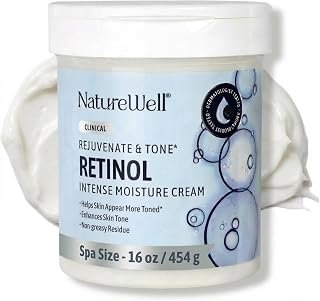 NatureWell Retinol Advanced Moisture Cream 16oz - Anti-Aging Firming for Face, Body, Hands, Wrinkles, Sun Damage, Crepey Skin