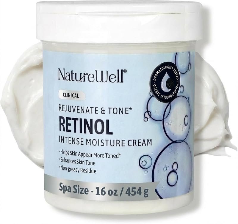 NatureWell Clinical Retinol Rejuvenate & Tone Moisturizing Body Cream | Anti-Aging Firming Cream for Wrinkles, Fine Lines & Crepey Skin – Hydrating & Nourishing Body Lotion & Facial Moisturizer