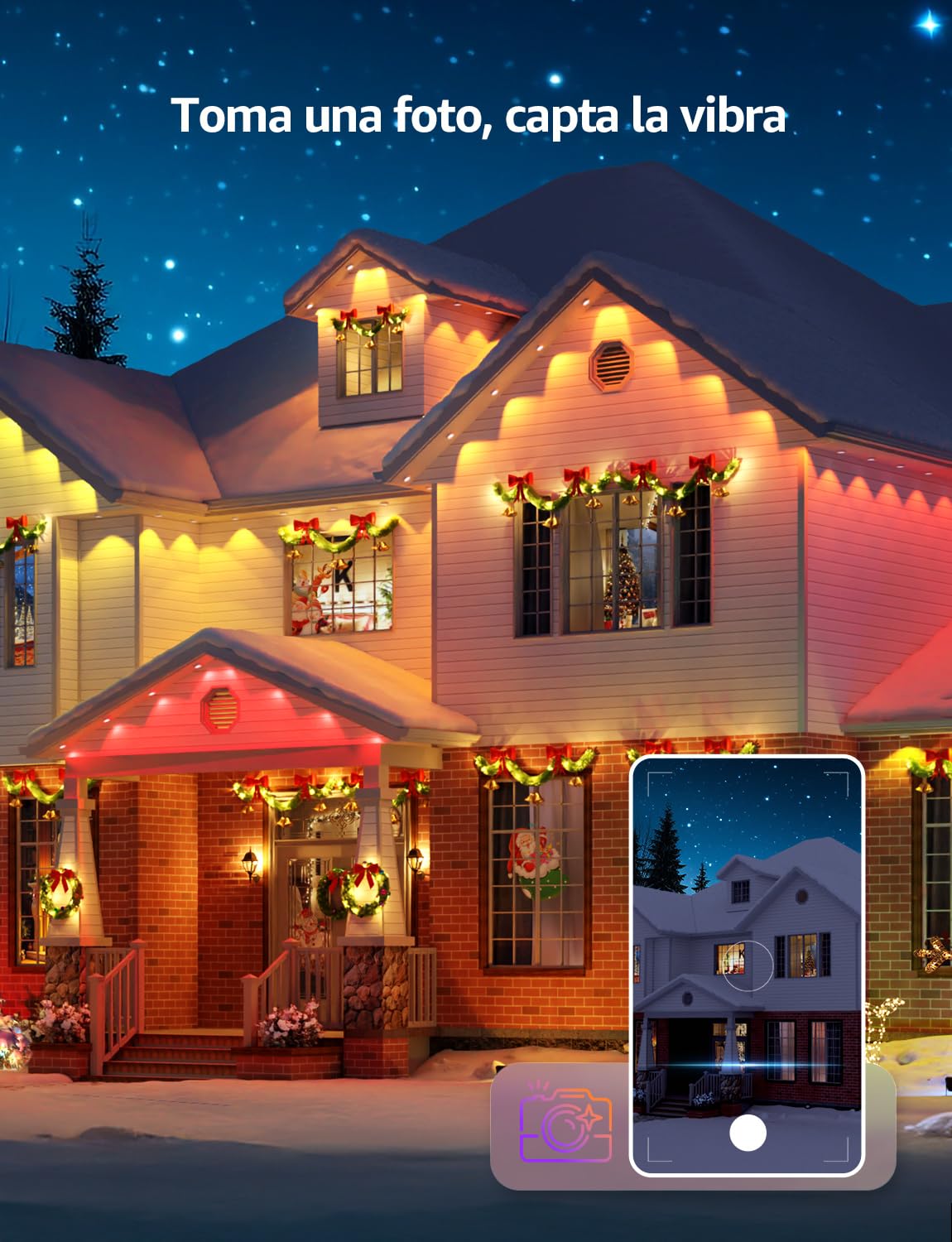 Lepro E1 Exteriores Inteligentes para Aleros, 30m 60 LEDs, Luces Ajustable | AI Permanent Outdoor Lights, IP65, RGB IC & Diseñador de Iluminación AI Personalizado, Compatible con Alexa/Google Assistant
