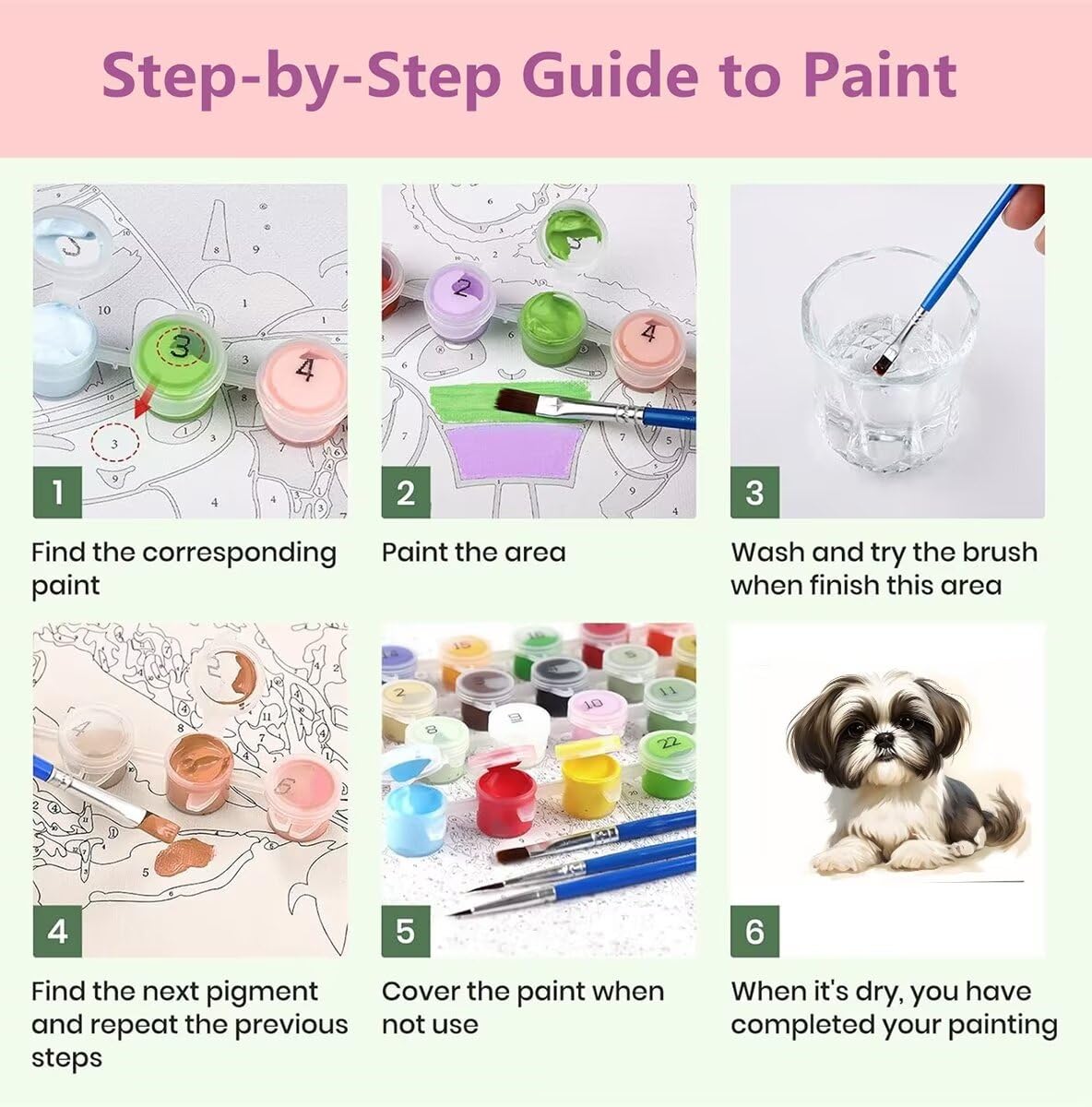 Pintura Por Números Perro – Kit 30x60 Cm Sin Marco – Manualidades Con Acrílicos Para Adultos Y Niños