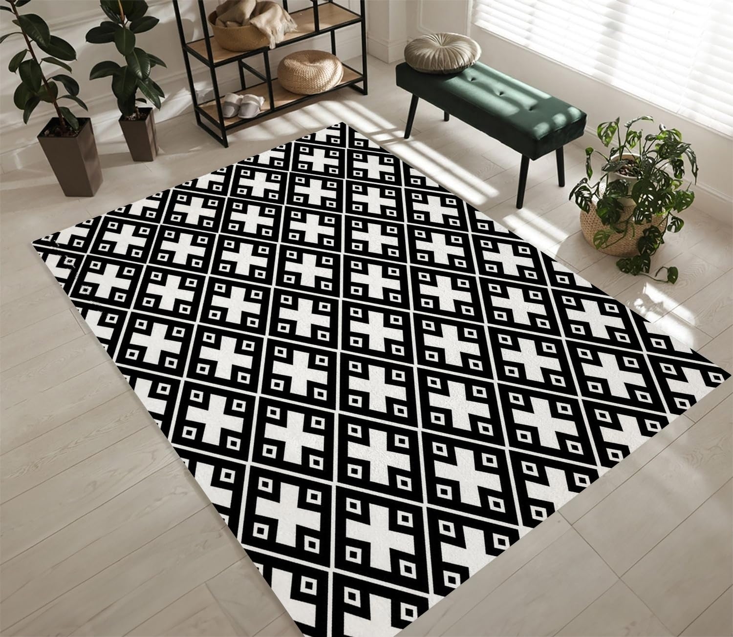 Tapis lavable 80x150cm antidérapant et doux pour sécuriser et décorer le salon et la cuisine