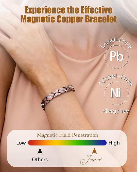 Jeracol Copper Cross Magnetic Bracelet & Ring for Women - 99.9% Solid Pure Copper Strong Magnets Jewelry Gift Adjustable Length