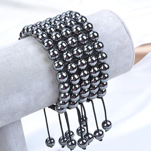 Miniatura 2 de Massive Beads - Pulsera de cuentas de cristales de macramé con poder curativo natural, unisex, ajustable, 516 pulgadas (8 mm)