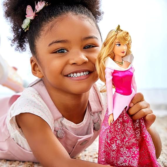 Disney Store Official Princess Classic Doll (Aurora from Sleeping Beauty), 11 Inches, Includes Brush with Molded Details, Fully Posable Toy in Classic Outfit - Disney Princess Toys