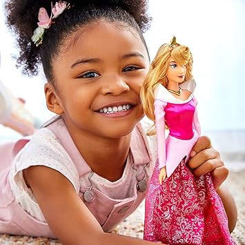 Disney Store Official Princess Classic Doll (Aurora from Sleeping Beauty), 11 Inches, Includes Brush with Molded Details, Fully Posable Toy in Classic Outfit - Disney Princess Toys