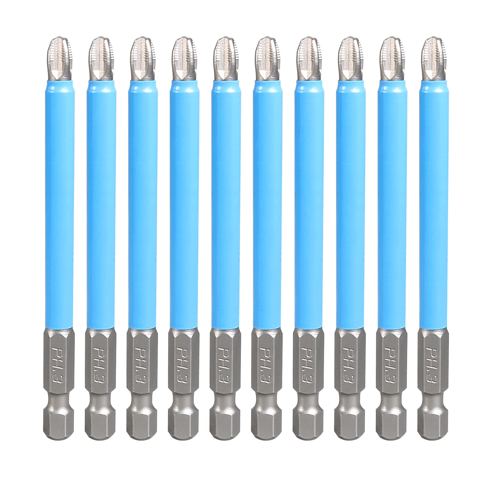 Bonsicoky 10Pcs PH3 x 90mm Magnetic Anti-Slip Drill Bits, Phillips Screwdriver Bits for Impact Driver Power Tool