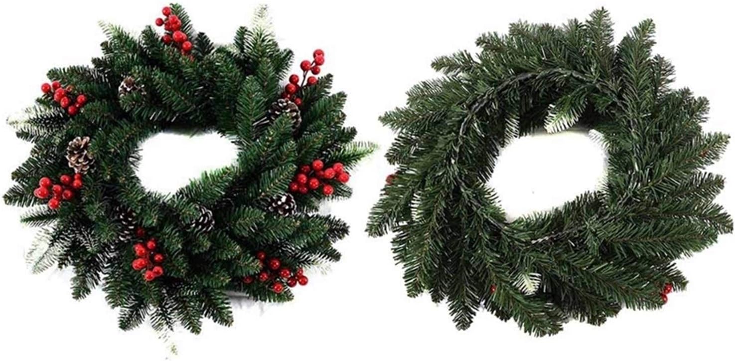 クリスマスリース 40cm クリスマスリース ドア飾り 人工フォームベリーリース 天然松ぼっくりペンダント付き 壁飾りリース クリス