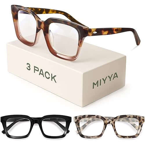 miyya Stylish Reading Glasses for Women, Cheaters Eyeglasses, Oversized Blue Light Readers, Fashion Eye Glasses
