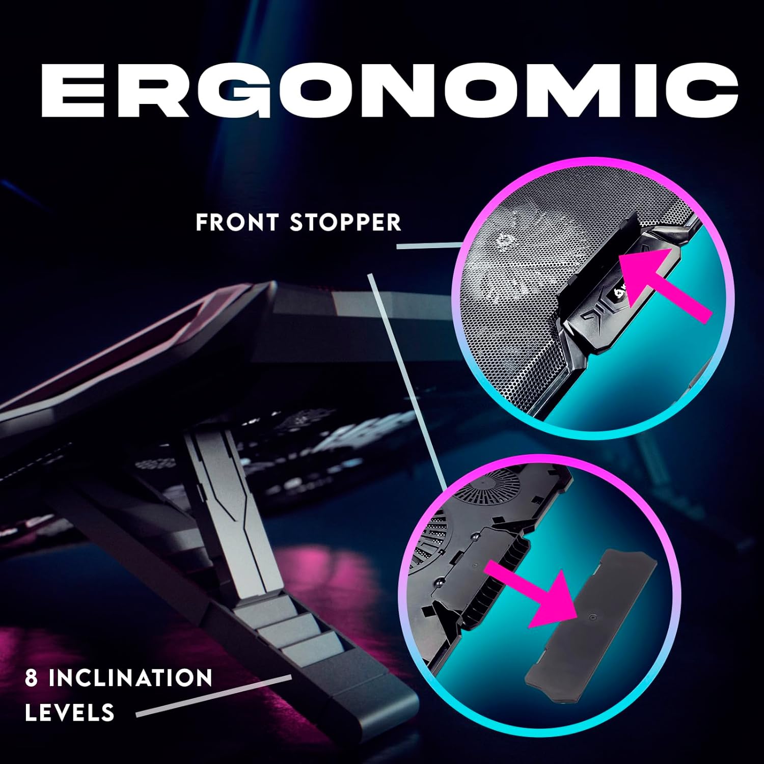 KLIM Cyclone showing adjustable inclination levels and front stopper