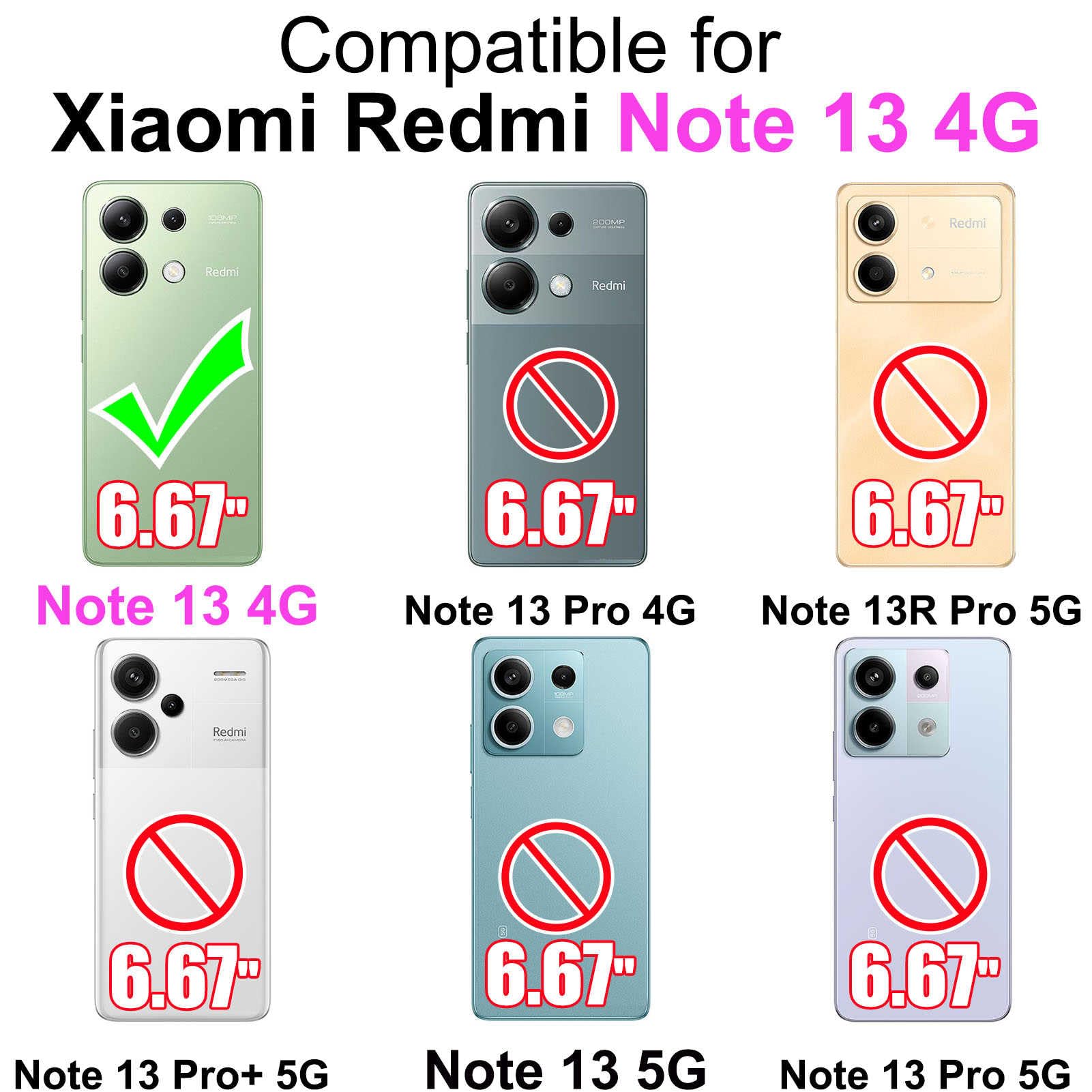 Funda Salanheo Para Xiaomi Redmi Note 13 4G – Cuero Con Ranuras Para Tarjetas Y Soporte Magnético