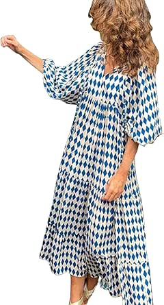 the BOW BOHO - Waist Hollow Sexy Floral Print Backless Bow Elegant O-Neck Lantern Sleeve Long Dress
