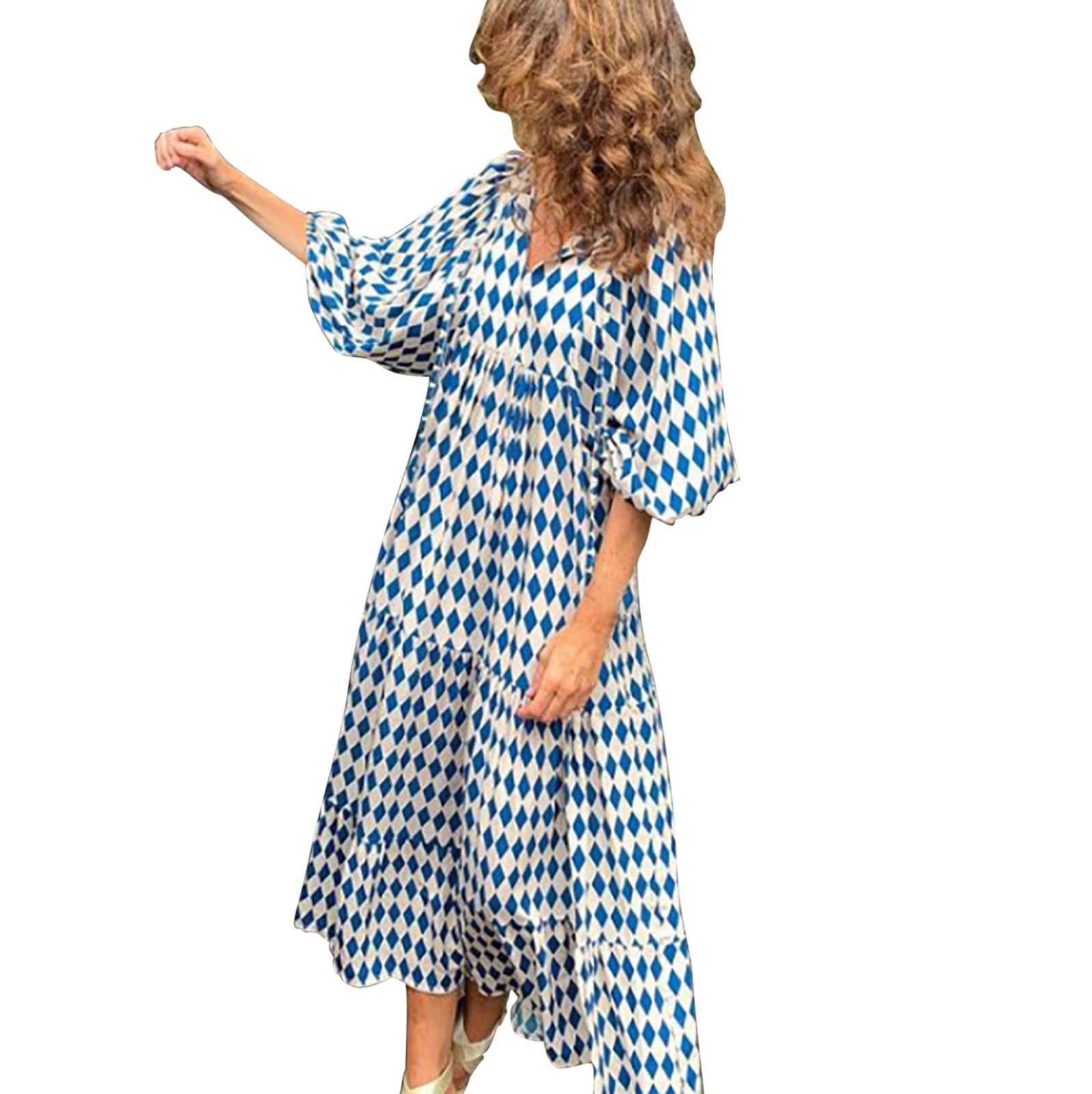Robe imprimée géométrique ample contre la chaleur d'été vêtement casual - 8