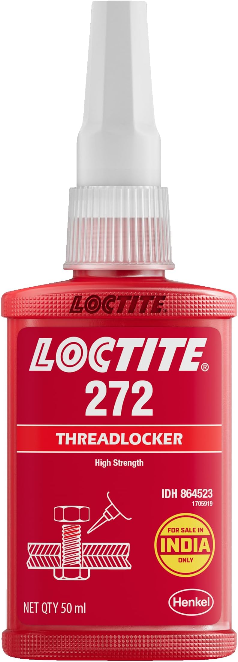 Loctite 272 Threadlocker 50ml High Strength Medium Viscosity Permanent Locking High Temp Resistant Ideal for Large Bolts Studs