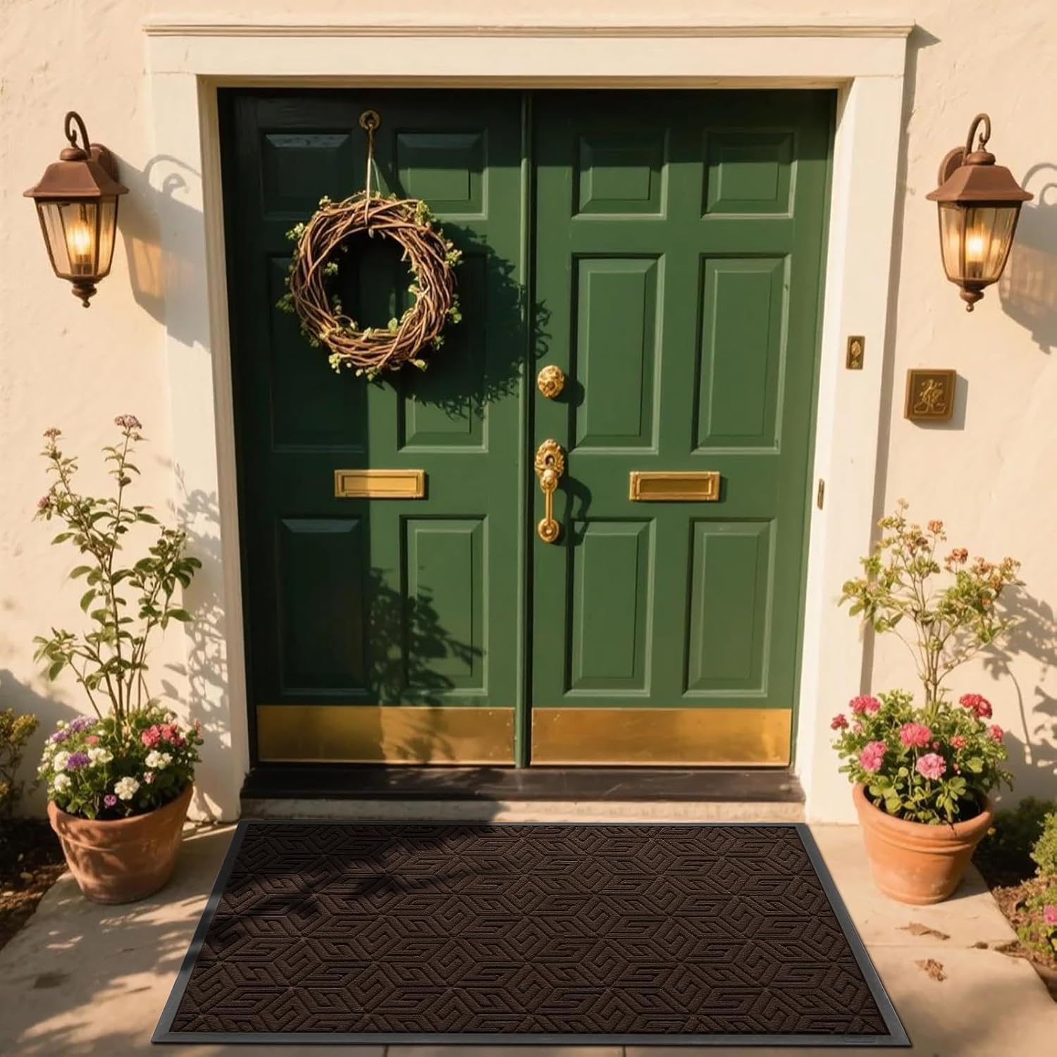 Yimobra Extra Large Door Mat 60x36, All-Weather Waterproof Outdoor Mats for Front Door, Non Slip Rubber Doormat for Patio Proch Outside Entryway Indoor, Brown