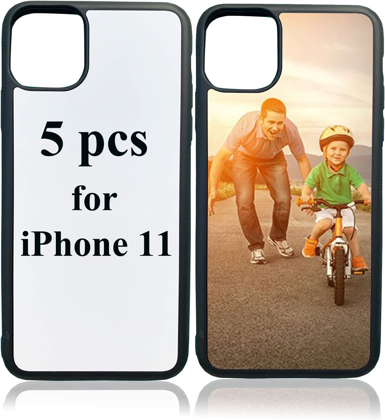 JUSTRY 5 PCS Sublimation Blanks Phone Case Cases Covers Compatible with Apple iPhone 11, 6.1-Inch (2019) Blank Printable Phone Case for DIY Soft Rubber Protective Shockproof Slim Case Anti-Slip Black