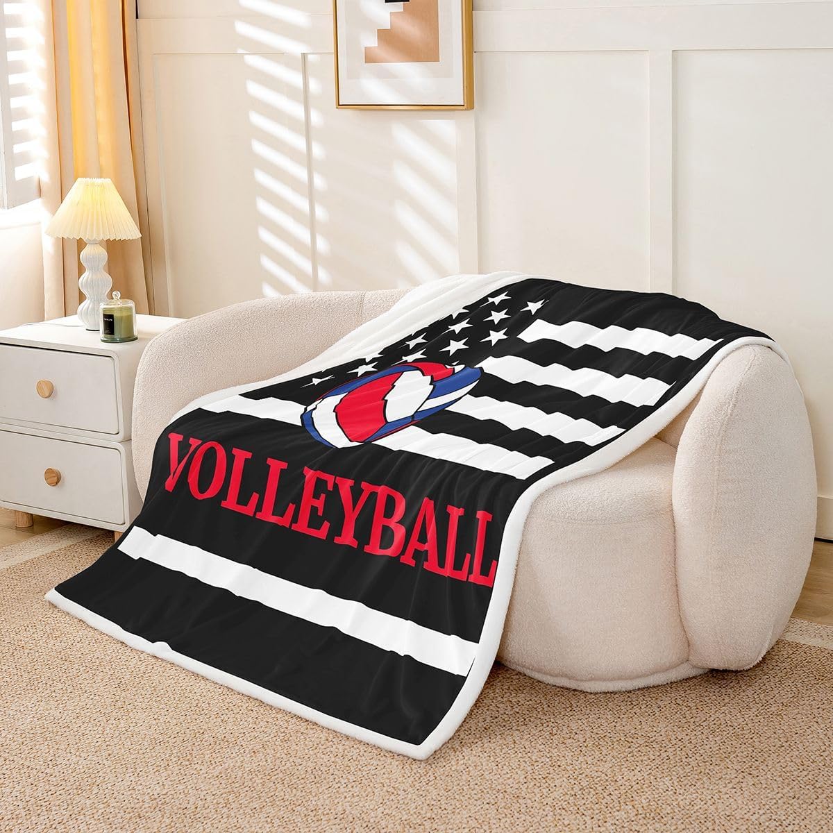 Feelyou Volleyball American Flag Sports Fleece Throw 30"x40"