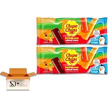 Assorted Fruit Flavoured Chupa Chups Squeezee Freeze Ice Pops 12 x 50ml Pack of 2   24 Total Pops   Ice Lollies with Real Fruit Juice & No Added Sugar   Cola, Apple, Strawberry, Orange