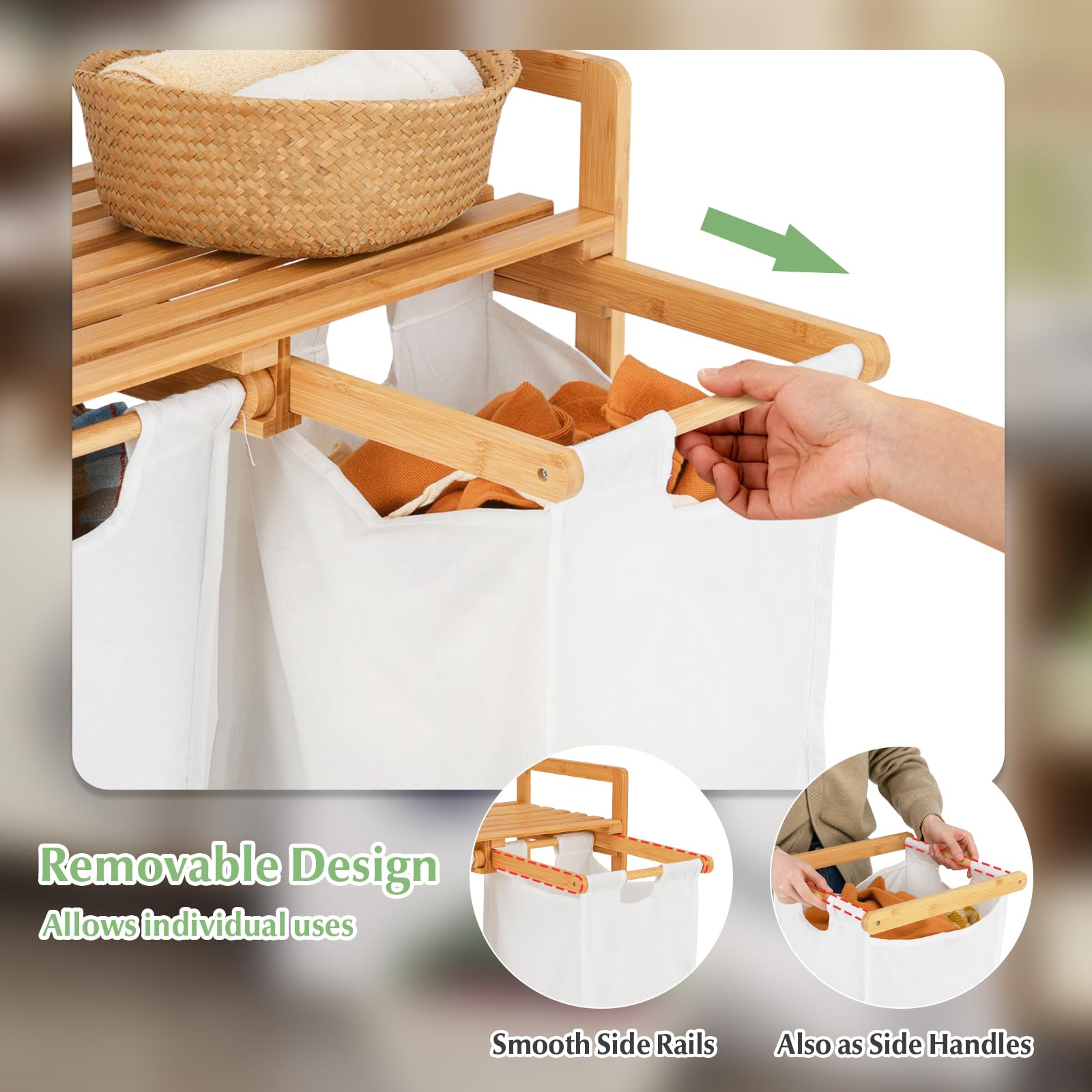 GIANTEX Panier à Linge avec Étagère en Bambou, Bac à Linge avec 2 Compartiments Coulissants, 2 Poignées, Corbeille à Linge Charge 45 KG pour Salle de Bain, Buanderie, Chambre, 64 X 33 GIANTEX Panier à Linge avec Étagère en Bambou, Bac à Linge avec 2 Compartiments Coulissants, 2 Poignées, Corbeille à Linge Charge 45 KG pour Salle de Bain, Buanderie, Chambre, 64 X 33