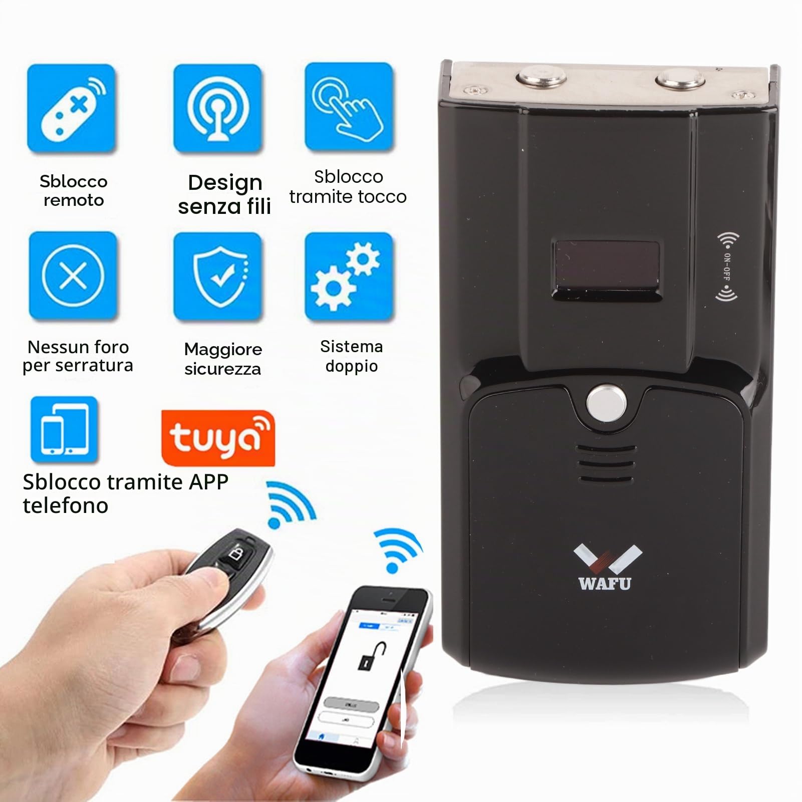 Serratura della Porta di Casa Intelligente Invisibile Wireless WAFU 011 Telecomando Serratura Invisibile Bluetooth Touch Unlock Home Anti-effrazione per TUYA