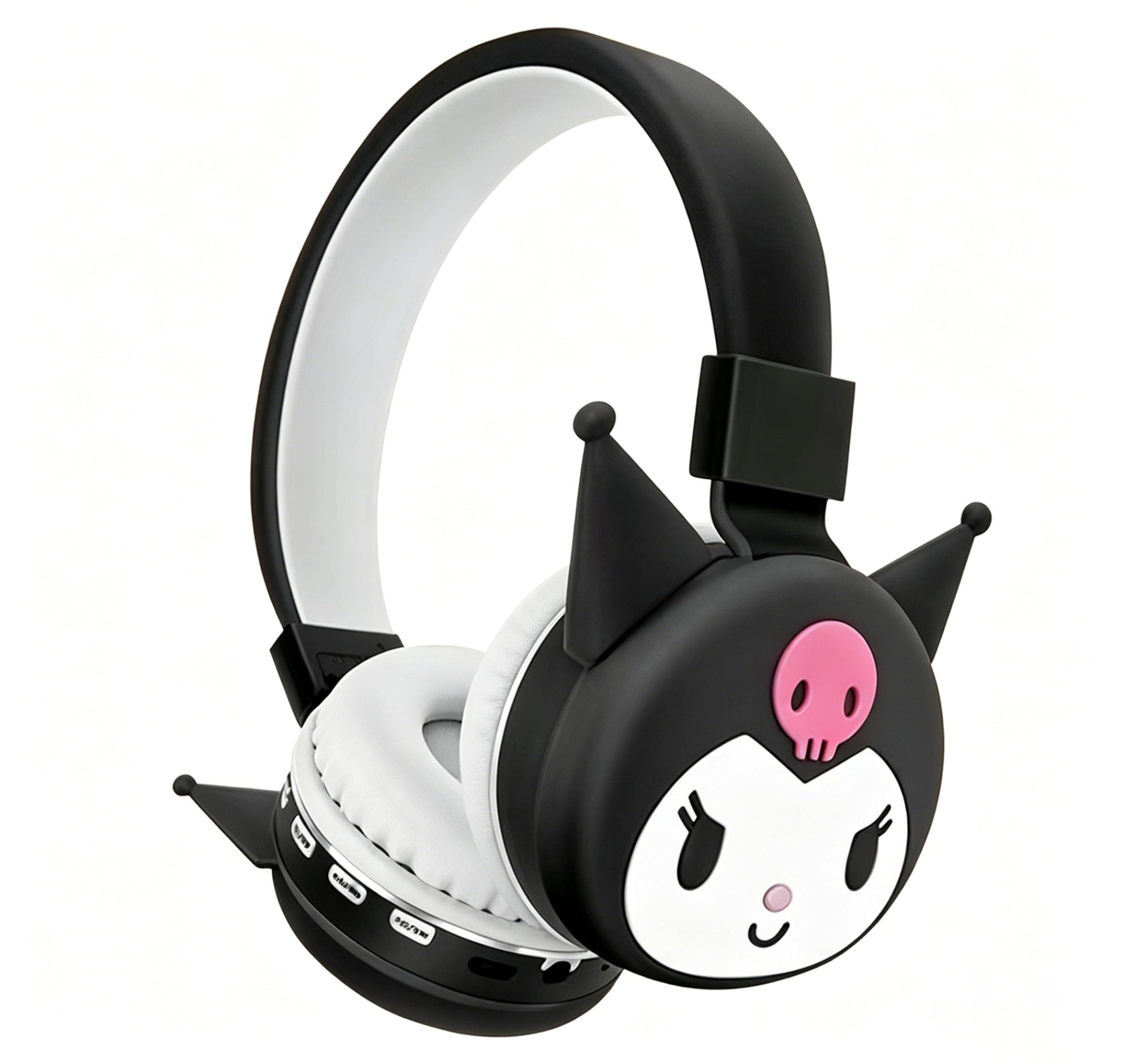 Roffatide Cuffie Bluetooth pieghevoli leggere cartoon per viaggio/ufficio/cellulare/PC tramite app, bassi profondi, padiglioni auricolari comodi, per casa, ufficio, viaggi, nero