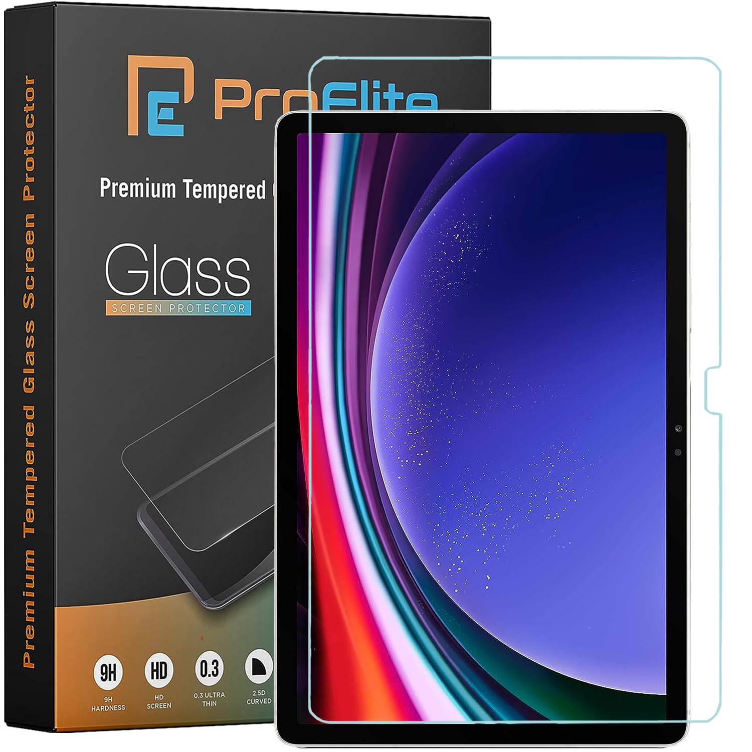 ProElite Premium Tempered Glass Full Screen Protector for Samsung Galaxy Tab S9 Fe Plus/S9 FE+/S10+/S9+/S8+/S7+/S7 FE 12.4 Inch SM-X800/X806/T970/T975/T976/T735