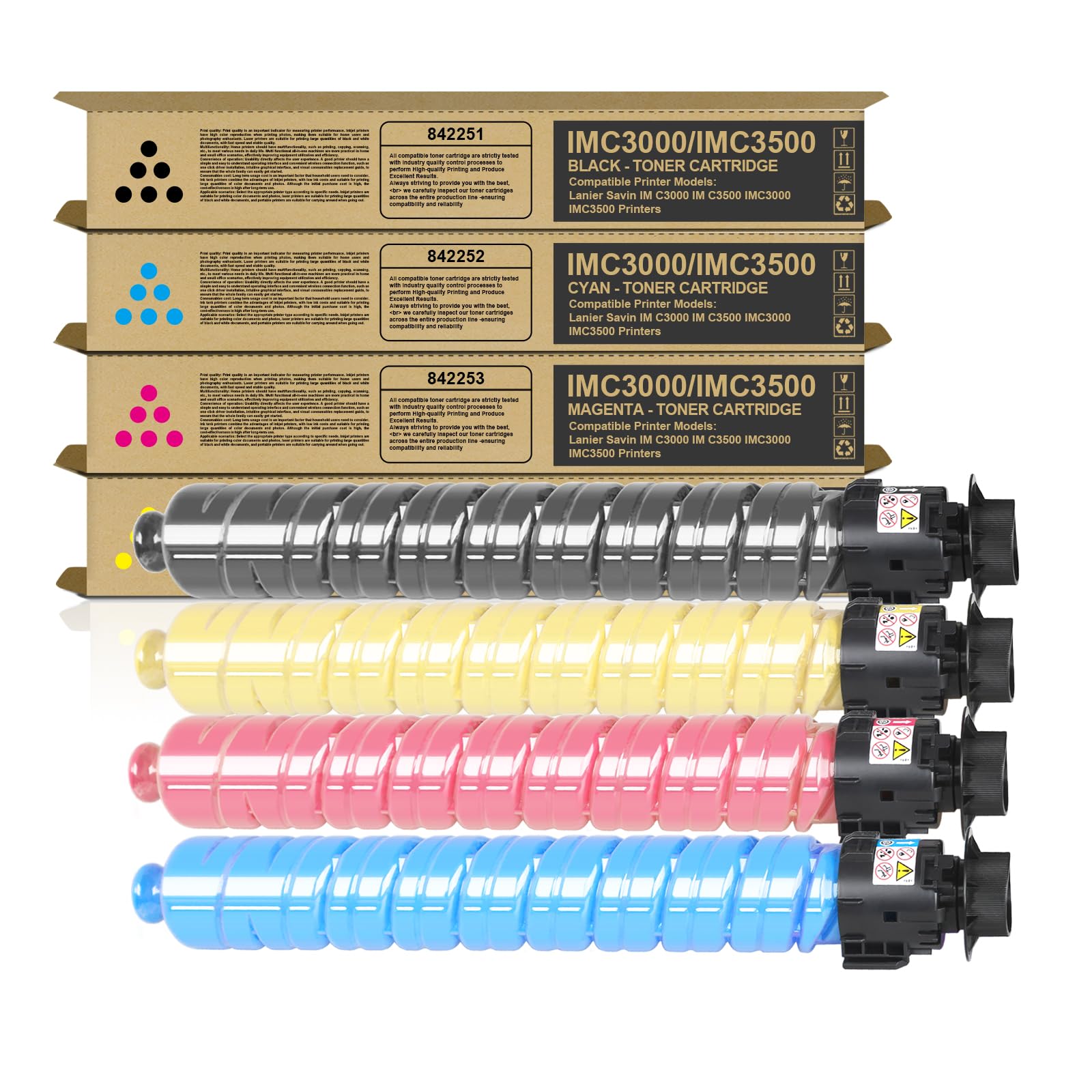 SRITE IMC3000 IMC3500 Toner Cartridge High Capacity Compatible with Ricoh 842251 842252 842253 842254 for Ricoh Lanier Savin IM C3000 IM C3500 IMC3000 IMC3500 Printer (4-Pack)